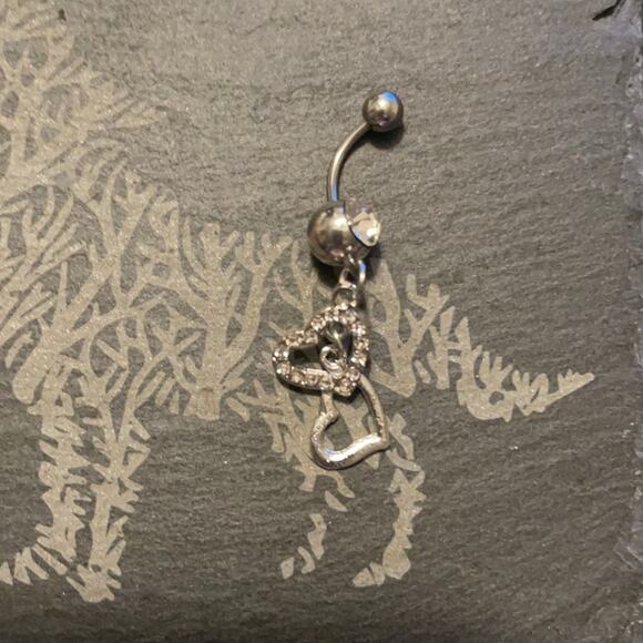 Stainless Steel Double Heart Belly Ring - Picture 3 of 3